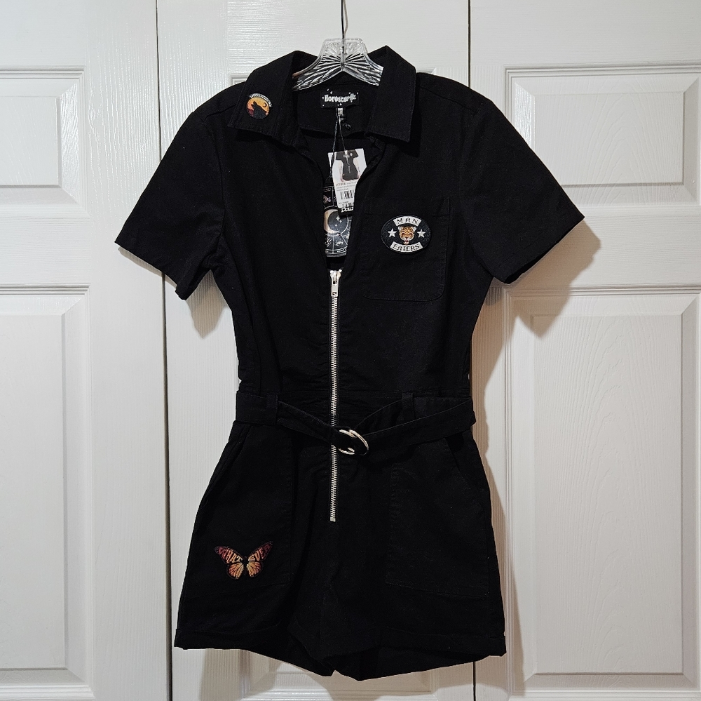Women's Horoscopez Romper Zip Coveralls Playsuit-NWT